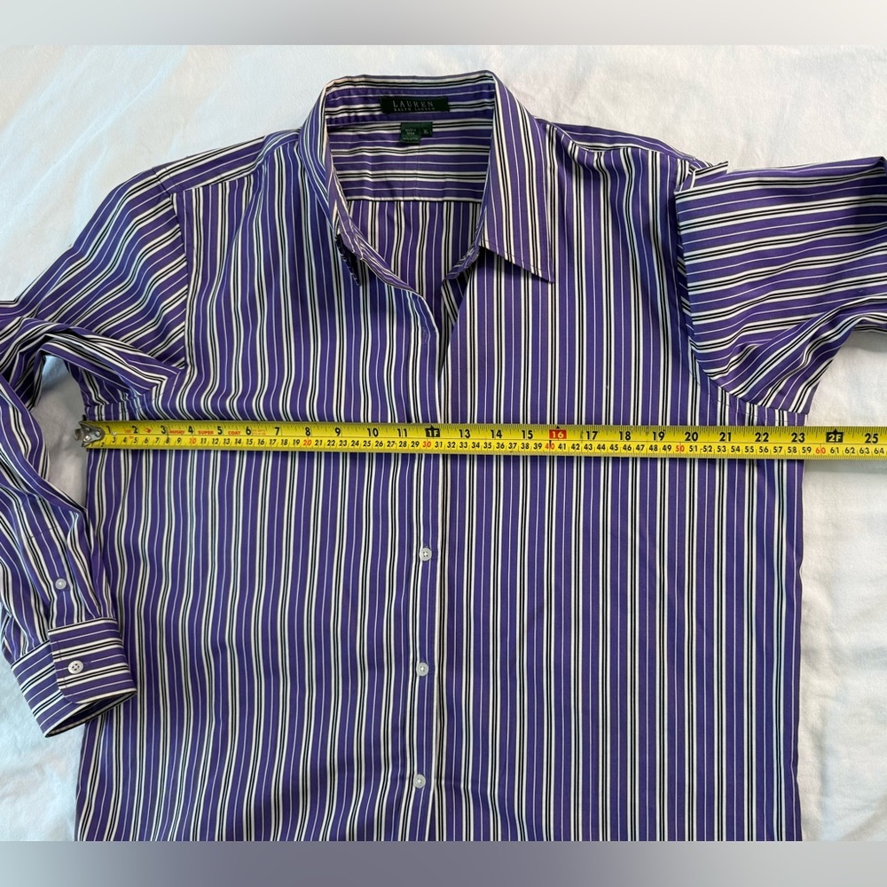 Lauren Ralph Lauren Purple Striped Cotton Button Down Shirt XL classic 90 - Picture 7 of 13